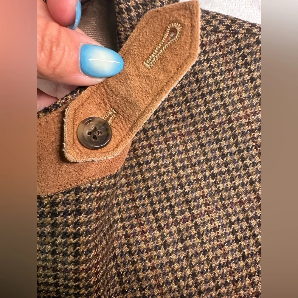 Evan Picone Blazer Mens 43R Houndstooth Wool Elbow‎ Patch Sport Coat Classic